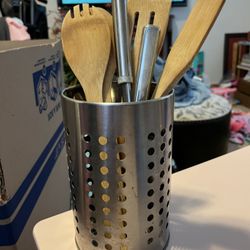 Kitchen Utensils In Metal Holder