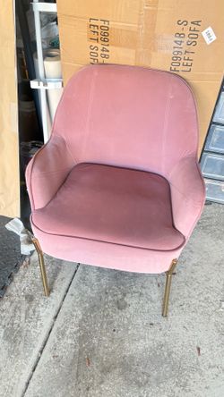Pink accent chair with gold legs