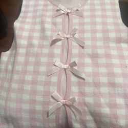 Unbranded Women’s Gingham Patterned Blouse With Bows Size Small