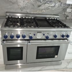 Thermidor 48" Pro Gas Range - Like New! Blue Knobs + Griddle