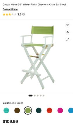 30" White Director's Chair Bar Stool