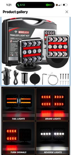 Wireless Magnetic Trailer Lights Upgraded 2.4GHz Transmission with Strobe Mode