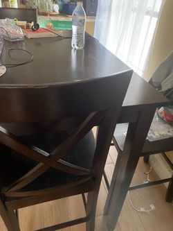 dark brown square  pub table/ chairs