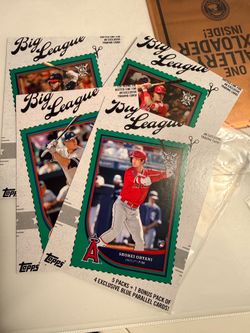 2018 Topps big league uncut set of 4 mike trout Aaron judge Bryce Harper and Shohei Ohtani green parallel