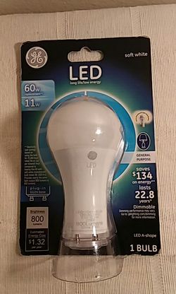 LED BULB 11DA 19/GU24 120VAC 60Hz 11W 100mA 2700K 800 lumens.