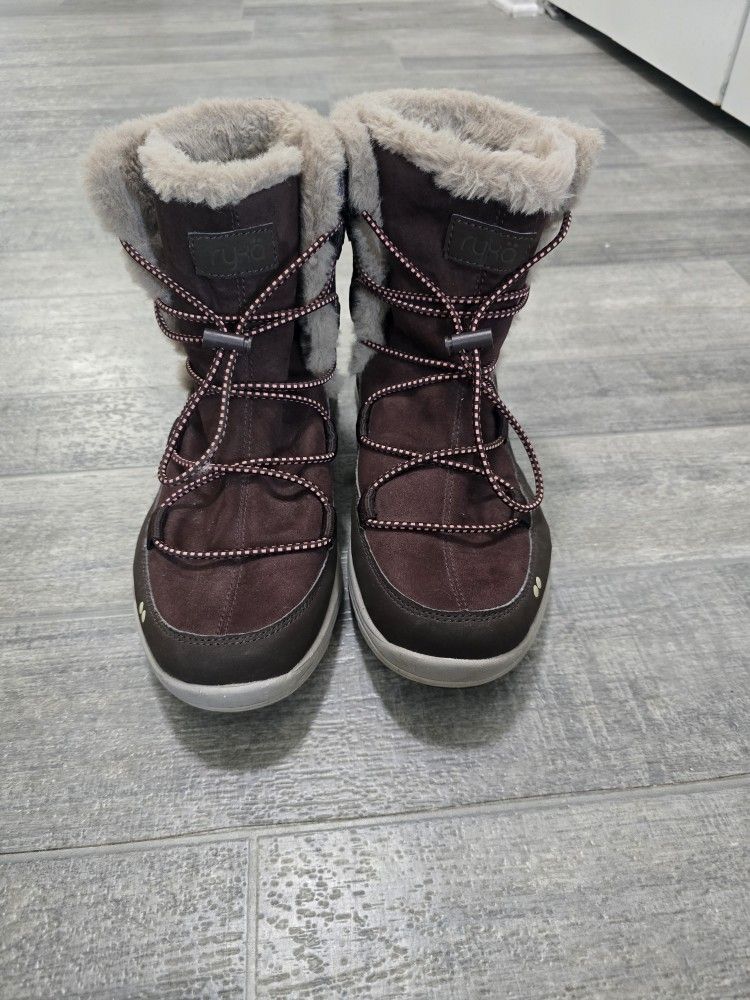 Womens 8.5W RYKA Aubonne Faux Fur Ankle Lace Up Boots
