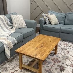 Custom-Built Farmhouse Style Coffee Table with Mixed Woods
