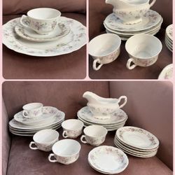 Antique Imperial Crown Austria China Set - 23 Pcs - Pink Rose Pattern #1564