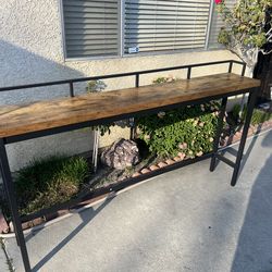 Industrial Wood Top Console Table
