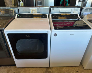 Whirlpool Washer & Dryer Set – Top Load HE w/ Glass Lid, Matching Dryer – White