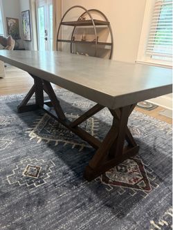 84” Custom Concrete top French trestle dining table