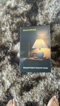 Pleated fabric ceramic lamp