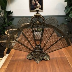 Vintage brass fireplace screen