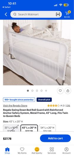 Regalo Swing Down Bed Rail Guard with Reinforced Anchor Safety System, Metal Frame