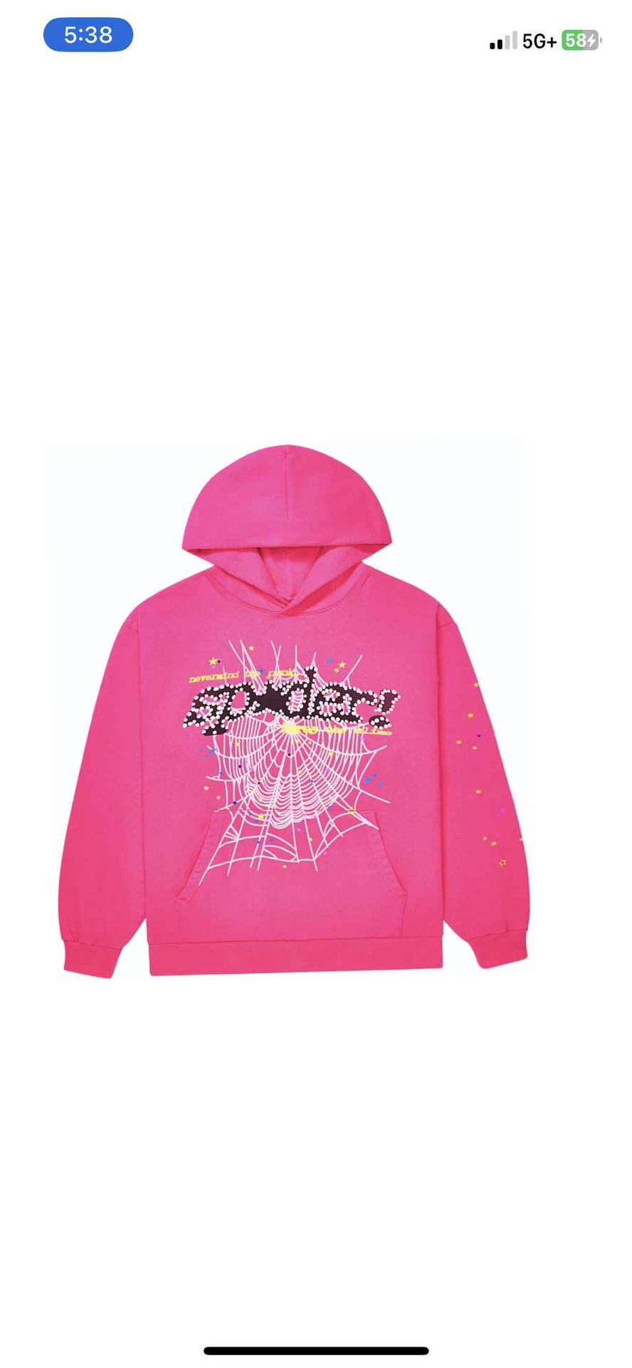 Sp5ider Pink Hoodie Large Real*Authenticated