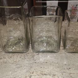 Set Of Three Recycled Glass Rectangular Vases