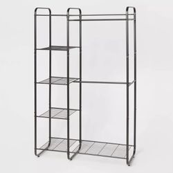 Freestanding Closet Organizer, Portable Closet with Shelves and Hanging Rod for Hanging Clothes Rods, Free Standing Shelves Organizers and Stora