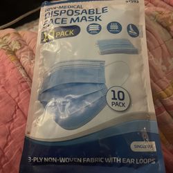 Disposable Face Masks 10 Pack New And Sealed In Package 
