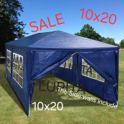 10x20 White Gazebo Wedding Party Tent Used Canopy With 4 Windows & 2 Sidewalls -6 (FOR SALE) Carpa