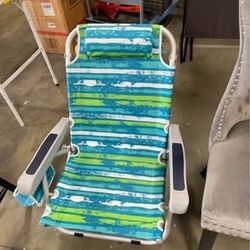 New Beach Chair, 330lbs Backpack Lounger with 5-Position Backrest