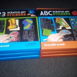 New Crocodile Creek ABC & 123 Scratch Art Stickers 6 boxes Total