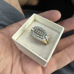Men Size 10 Two Tone Diamond Ring