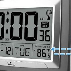 WallarGe Atomic Clock with Outdoor and Indoor Temperature