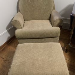 Tan/Beige Swivel Glider Chair & Ottoman 