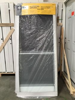 Hinged screen door with grille 36x80