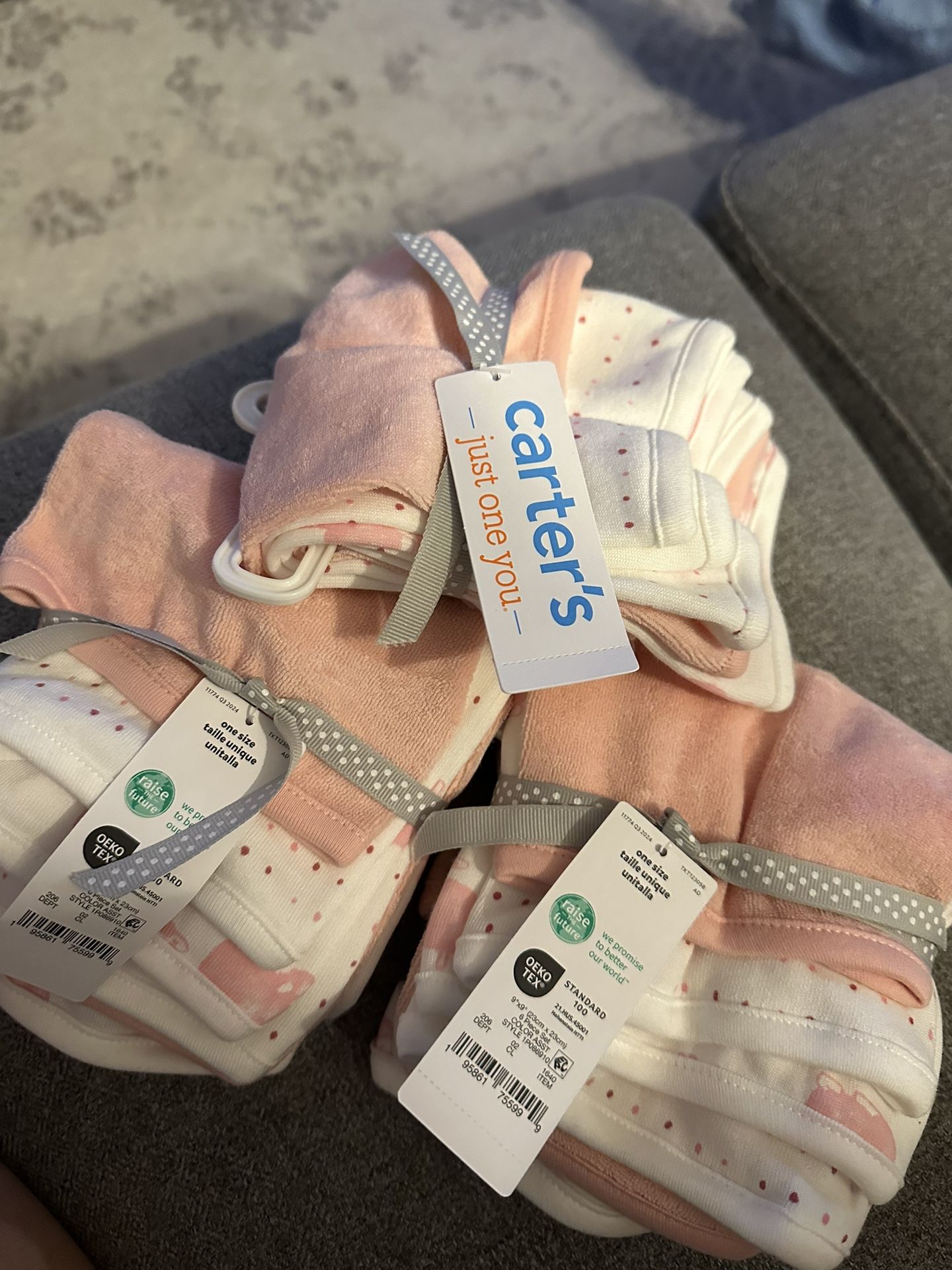 6 Pack Wash Cloth Babies Carters- 18 Pieces Total