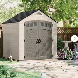 Suncast Vista 7 ft. W x 7 ft. D Plastic Resin Storage Shed with Floor (50 sq. ft.) in Colonnade (Beige)