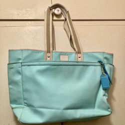 Coach Big Turquoise Tote Bag  