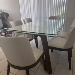 Modern Glass Dinning Set 6ppl