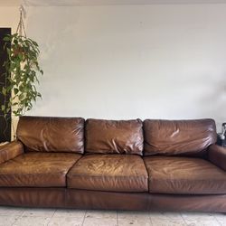 Restoration Hardware Brown Leather Sofa