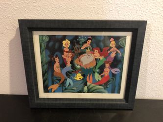 Disney little mermaid lithograph framed picture 16 1/2” x 13 1/2”