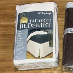 Queen Size Beige Tailored Bedskirt, 14”, New!