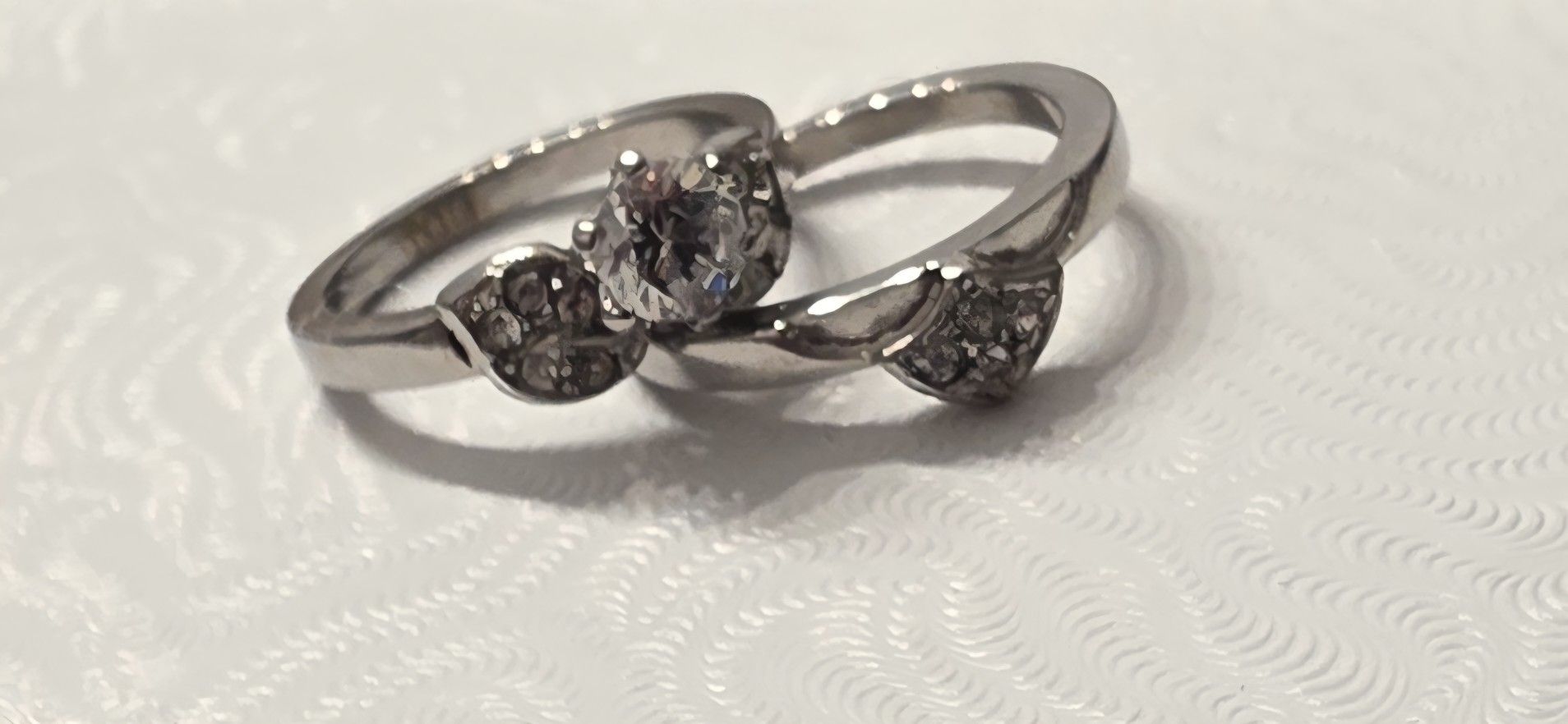 Gorgeous .98ct White Sapphire Engagement Ring Set