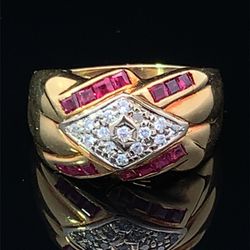 Just In! Real Diamond And Ruby Ring Set In Real 14kt Gold 