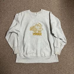 Purdue Boilermakers Vintage Gray Y2K College Pullover Crewneck Sweater 