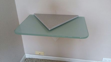 2 CUSTOM MADE CORIAN GLASS SHELVES 