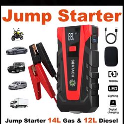 Heavy Duty Rechargeable Jump Starter Power Bank Cars Trucks Vans Motorcycles Brand New