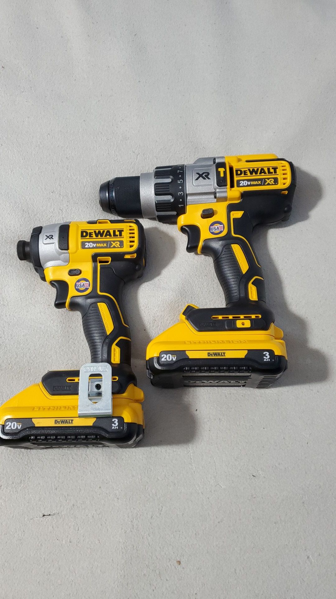 Dewalt 20V Max XR brushless Half inch Hammer drill Driver with 3ah battery. Also a new 1/4in Impact driver, xr brushless.