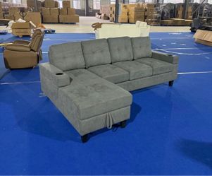 Gray Sectional Sofa with Storage Chaise
