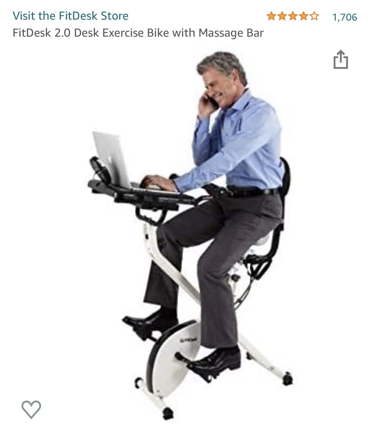 FitDesk 2.0 Exercise Bike Desk