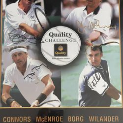 McENROE + BORG + CONNERS + WILANDER Signed Tennis Legends Poster  (BECKETT LOA)