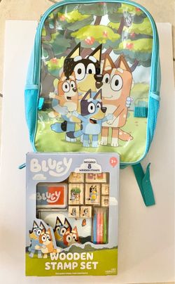 NEW Bluey Backpack and Stamp set like new! 5 each