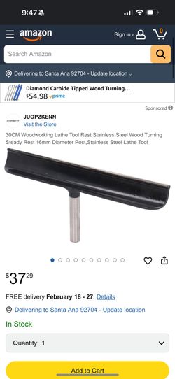 30CM Woodworking Lathe Tool Rest Stainless Steel Wood Turning Steady Rest 16mm Diameter Post,Stainless Steel Lathe Tool