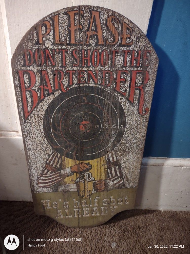 Vintage Sign Please Don't Shoot The Bartender