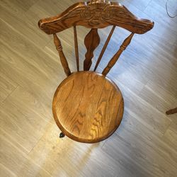 Vintage Style Oak Adjustable Swivel Chair
