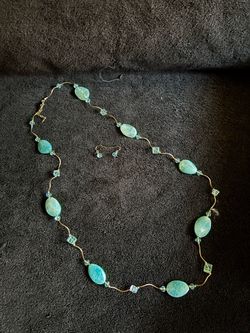 Blue stone Necklace + Earrings